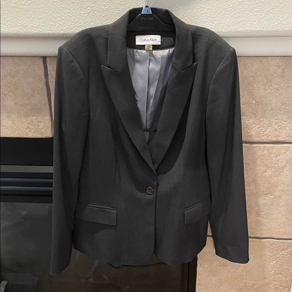 Calvin Klein Charcoal Lined Blazer for Women Size 16
